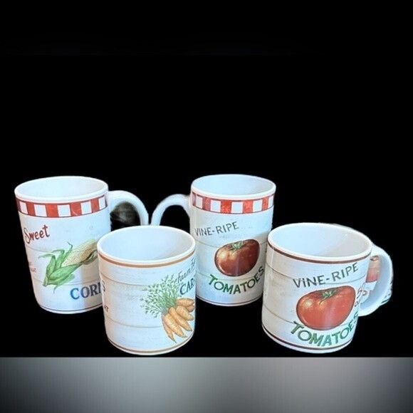 Sakura&Home Trends Farm Fresh Mug Set Carrots Corn Tomatoes Apples Strawberries - Picture 13 of 16